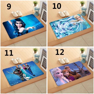 Thảm lót cửa chùi chân Frozen Elsa và Anna Tấm chùi chân Flannel in một mặt cho phòng tắm Nhà bếp Thảm lối vào Trang trí nội thất Thảm trải sàn chống trượt 60x40cm