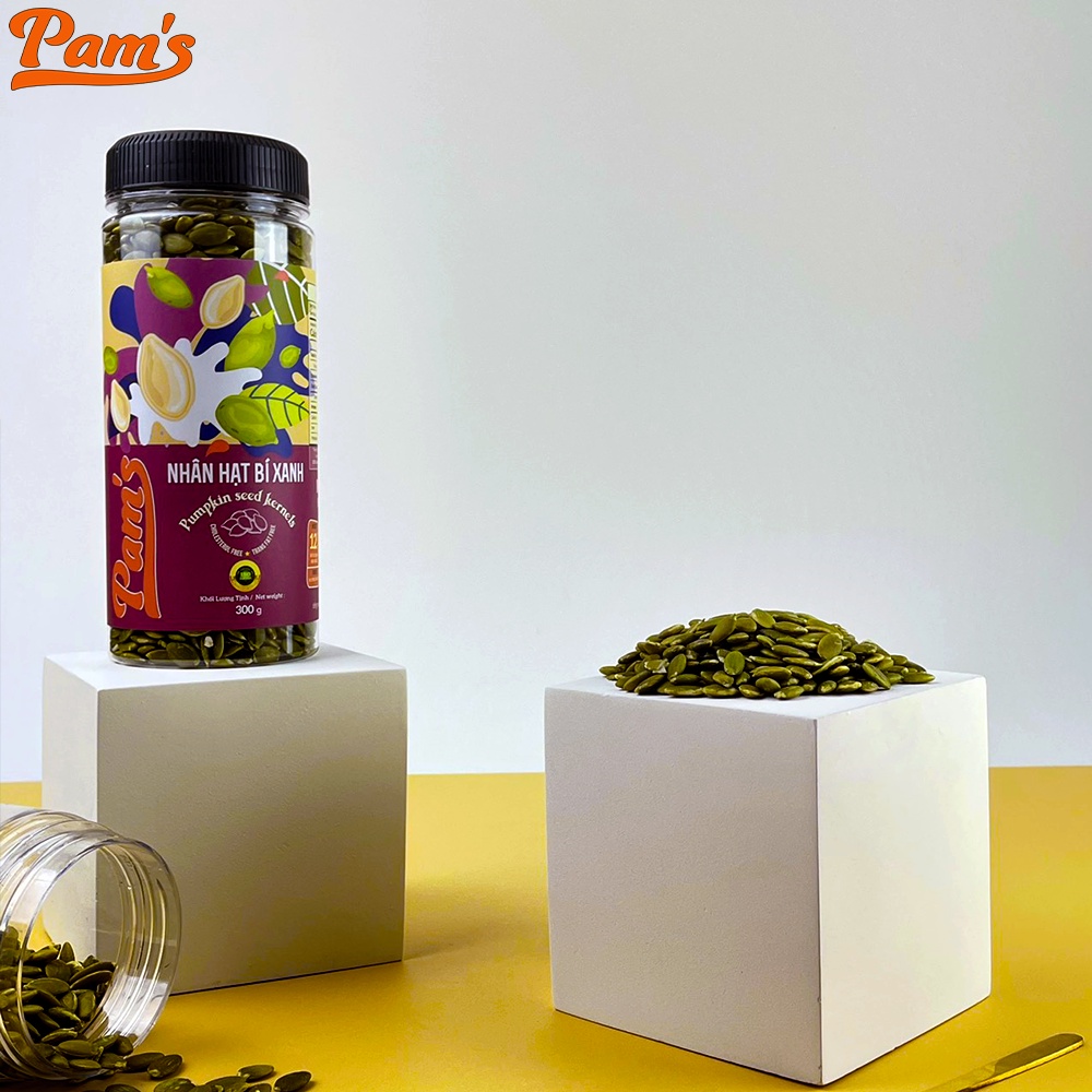 Nhân Hạt Bí Xanh Nhập Khẩu Mỹ Pams 300g/hũ - Rang Nguyên Vị, Dùng Ăn Vặt