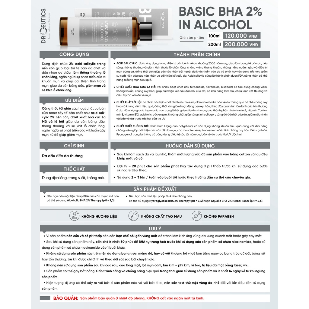 Ảnh Tẩy tế bào chết DrCeutics BHA 2% dung dịch làm sạch và cân bằng da 200ml 3