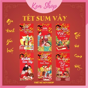 Set 100 lì xì Tết nhiều chủ đề truyền thống dân gian ý nghĩa chúc Tết mừng tuổi năm mới - Kem Shop K82