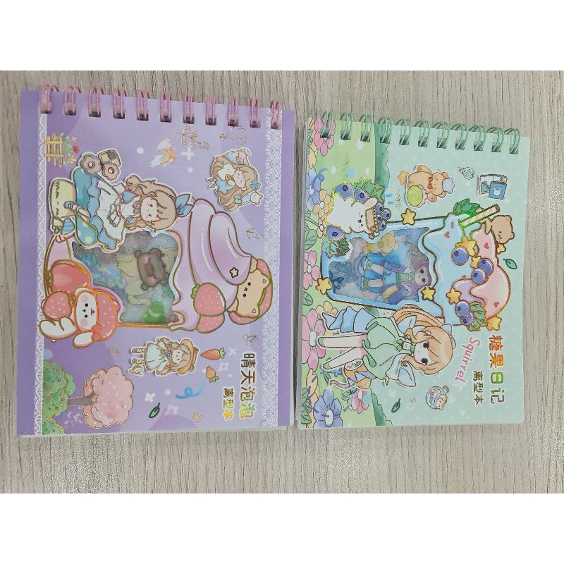 Sổ sticker 5D lò xo 10 trang nhiều hình đẹp dạng dễ thương dùng trang trí sổ và đồ dùng