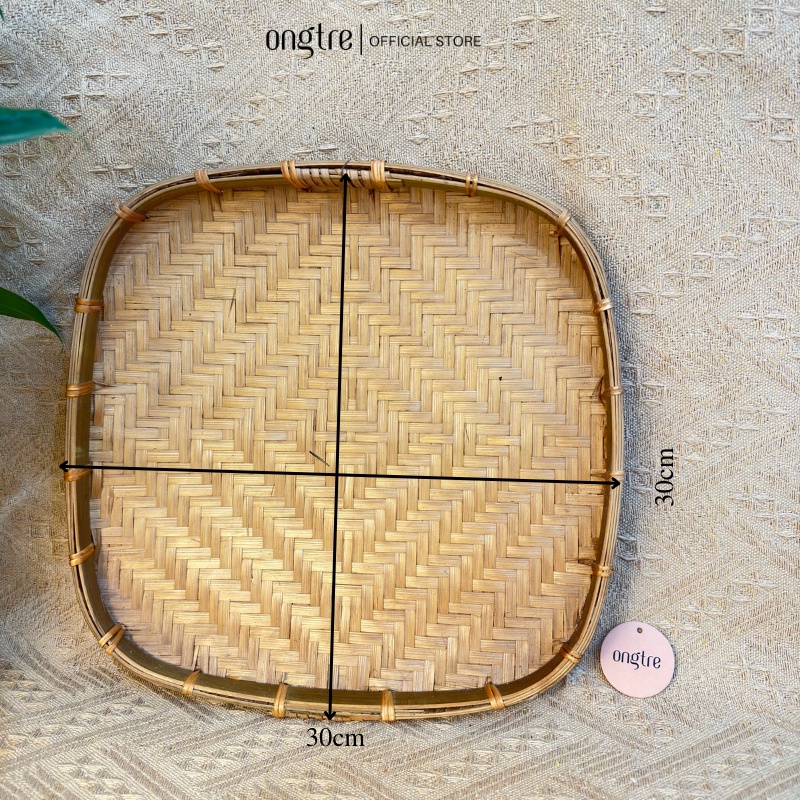 Mẹt tre vuông thủ công ONGTRE 20/25/30cm phục vụ nhà hàng, decor trang trí