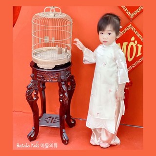 Áo dài Tết cho bé Batala Kids, Áo dài cách tân LỤA tơ cao cấp hoạ tiết hoa dễ thương cho bé từ 10-25kg
