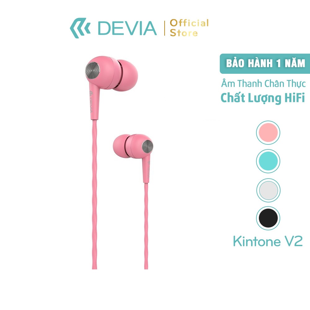 Tai nghe có dây nhét tai có mic DEVIA kinton jack cắm 3,5 nghe nhạc chơi game dành cho điện thoại Hàng chính hãng