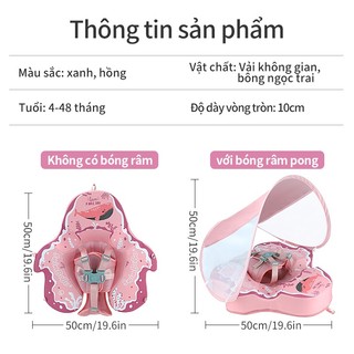 Phao Bơi Cho Bé Có Mái Che Nắng, Vòng Bơi Bơm Hơi Dưới Nách An Toàn, Thiết Kế Hoạt Hình Dễ Thương