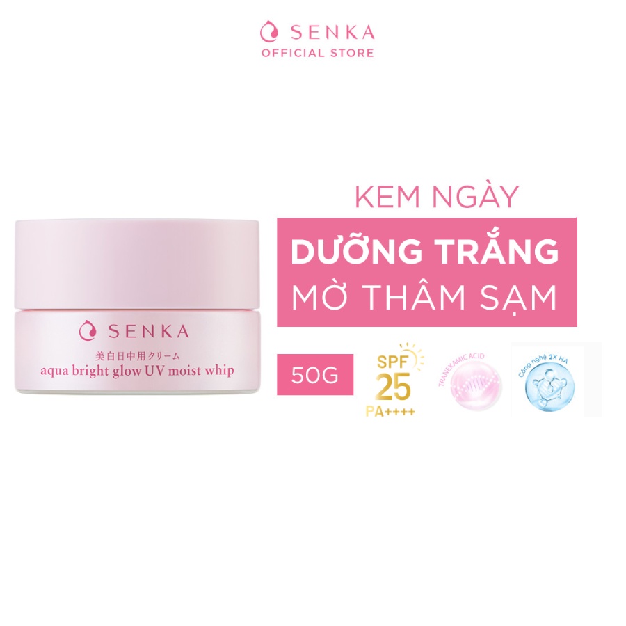 Ảnh Kem ngày dưỡng da trắng hồng mờ thâm sạm Senka Aqua Bright Glow UV Moist Whip SPF 25+ PA ++ 50g - 15539 3