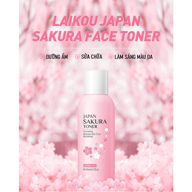Nước Hoa Hồng Japan Sakura Toner 100ml Cân Bằng Độ Ẩm Và Giàu Khoáng Chất Làm Mịn Da, Dưỡng Ẩm, Se Khít Lỗ Chân Lông