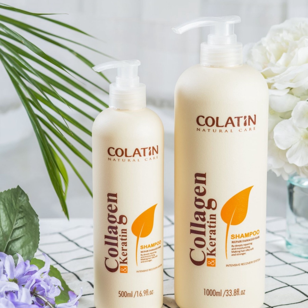 Combo dầu gội COLATIN  size: 500ml -1000ml hỗ trợ giúp tóc mềm mại mượt mà giảm gãy rụng, giảm gàu