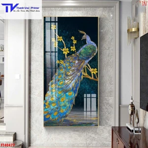 Tranh Treo Tường Chim Công , Tranh Tráng Gương D40x60cm D50x75cm D60x90cm D70x110m