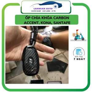 Ốp chìa khóa ô tô Hyundai Santafe, Kona, Accent, nhựa abs vân carbon cao cấp