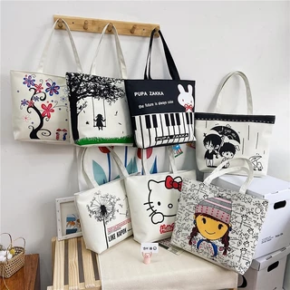 Túi Tote Vải Canvas vừa A4 khóa kéo miệng túi tiện lợi họa tiết đẹp thời trang HX220