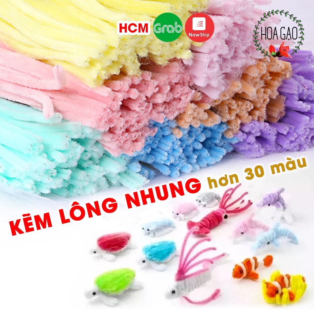 Kẽm nhung lông làm đồ chơi HOA GẠO trang trí noel hoa tuyết, cây thông thủ công mỹ thuật giá rẻ