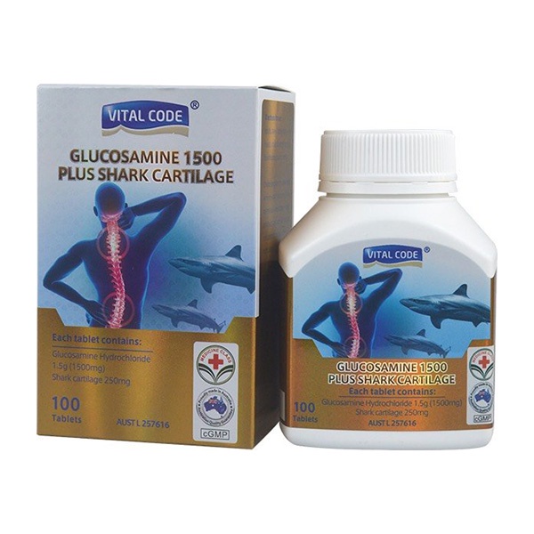 Viên bổ khớp Vital Code Glucosamine 1500 Plus Shark Cartilage 100 viên