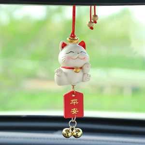 Dây Treo Hình Mèo May Mắn Cho Gương Chiếu Hậu Ô Tô – Trang Trí Nội Thất Xe, Quà Tặng Dễ Thương