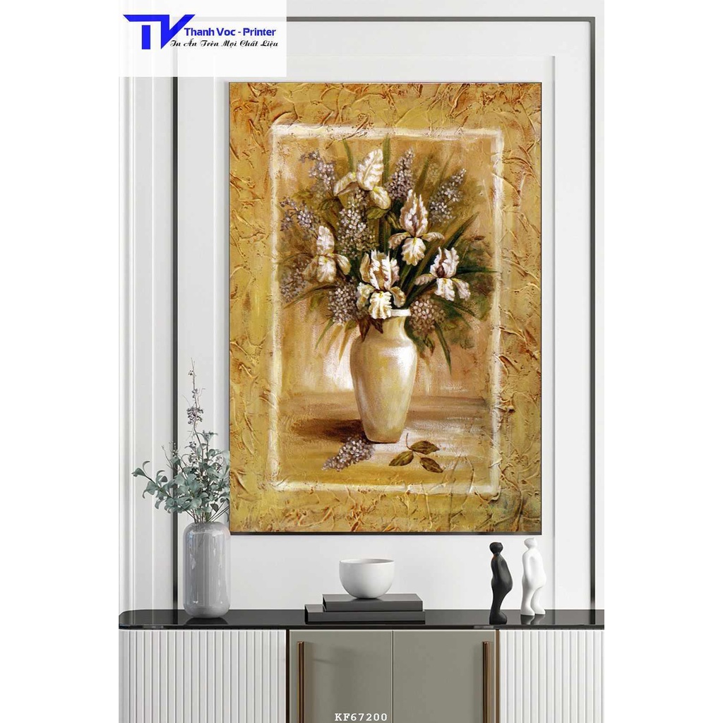 Tranh Treo Tường Bình Bông Hoa Tối Giản 7, Tranh Tráng Gương D40x60cm D50x75cm D60x90cm D70x120m