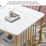 Bàn trà sofa ANA phòng khách mặt bàn họa tiết vân đá cẩm thạch 2 tầng khung thép chân sơn nhũ vàng mã SF01 — ảnh 7