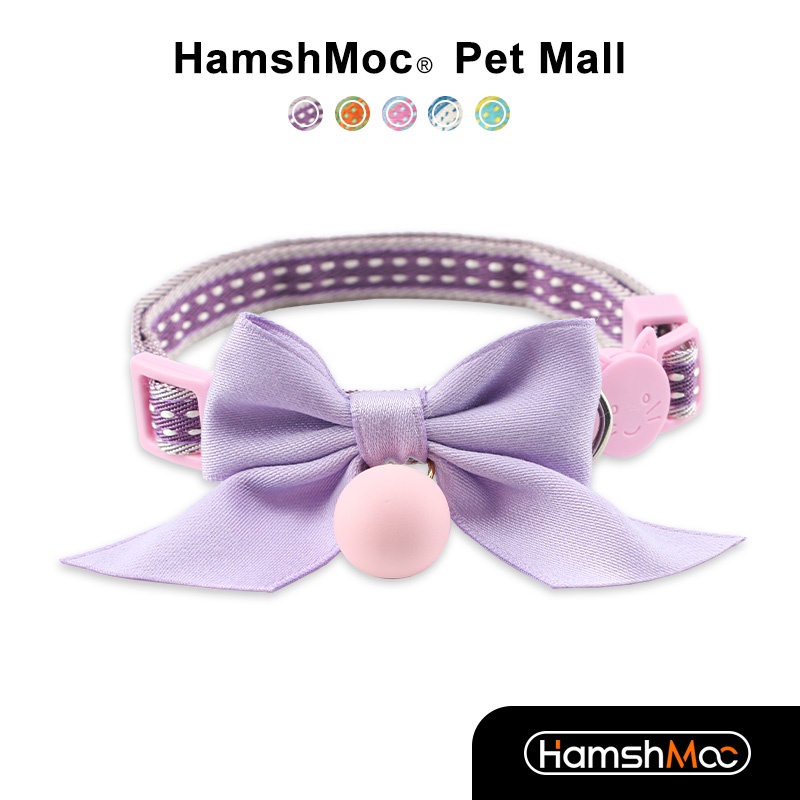 HamshMoc Ly Khai Cổ Mèo Nhẹ Cổ Thú Cưng An Toàn Có Thể Điều Chỉnh Bền Thoải Mái Mềm Mại Với Chuông Thắt Nơ Dễ Thương Cho Mèo Con Mèo Thỏ Chó Con