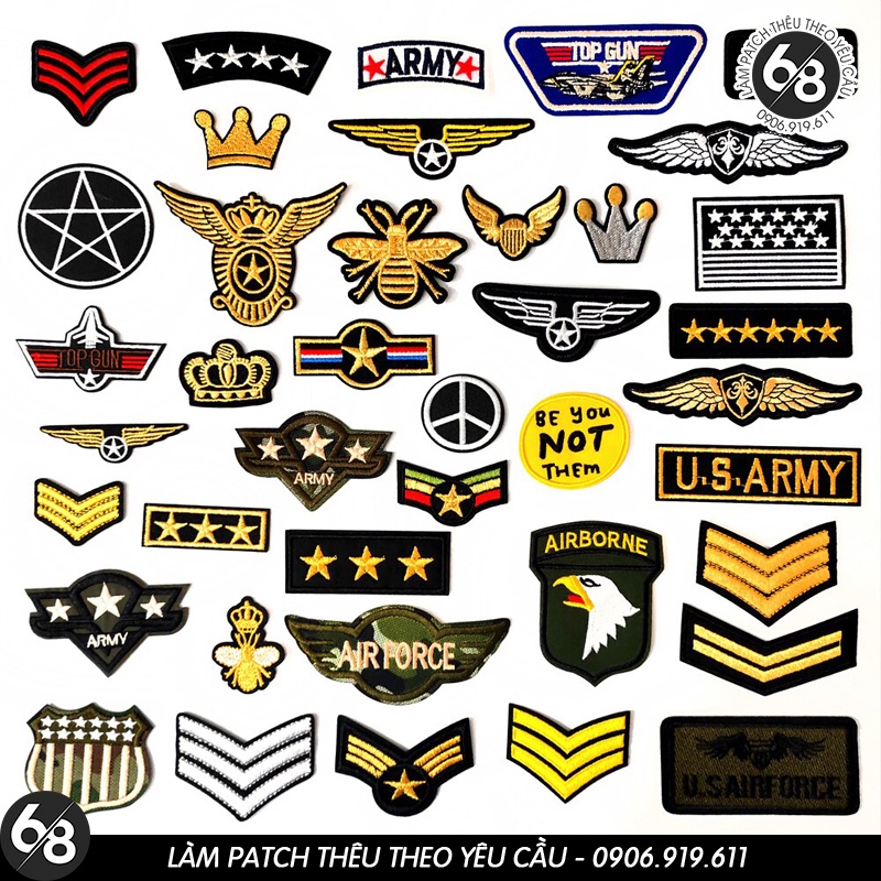 Sticker ủi nhiệt thêu logo hình US quân quốc huy đầu súng độc đáo ...