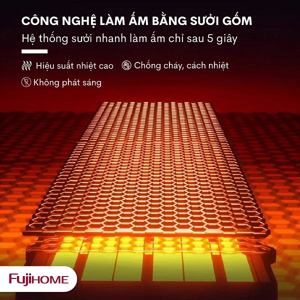 Máy sưởi FujiHome FH3000 không đốt oxy không khô da, làm ấm nhanh tiết kiệm điện, bảo hành 24 tháng
