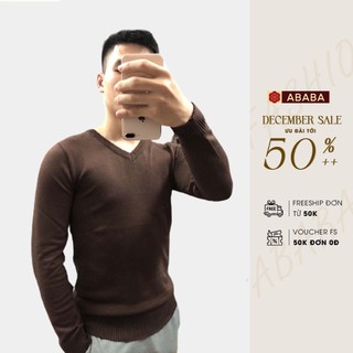 Áo len nam cổ tim ABABA, len visco mềm mịn, dễ chịu, tay dài form slimfit - ABA-TIM-TL
