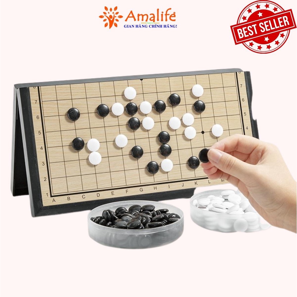 Ảnh Bộ cờ vây nam châm cỡ trung 28x28cm có bàn là hộp đựng có thể chơi caro chính hãng Amalife 4
