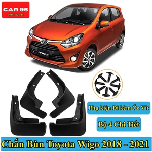 Chắn Bùn Toyota Wigo Đời 2018-2021 Chất liệu Nhựa Dẻo Tặng kèm Ốc Vít ,Bộ 4 Chiếc Hàng Loại 1