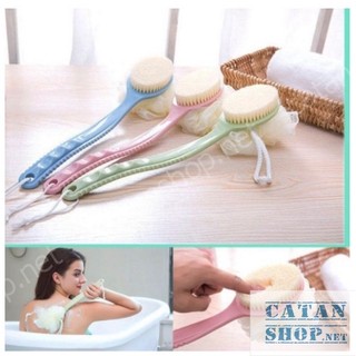 Cây cọ lưng tắm 2 đầu bông vải lưới và lông bàn chải sản phẩm cần thiết cho phòng tắm