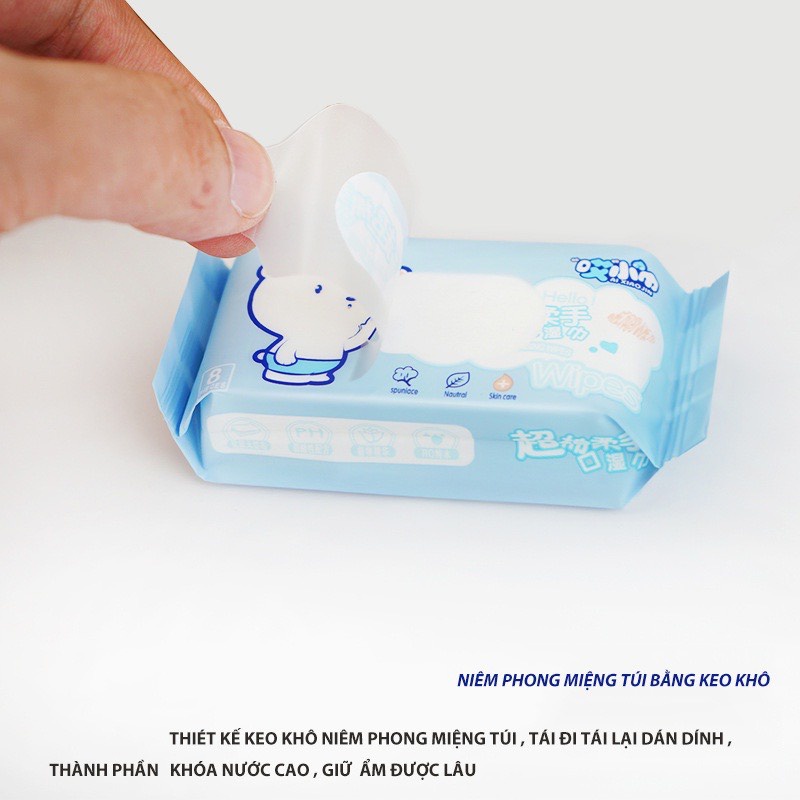 [Set 8 Gói/ 64 tờ] Khăn giấy ướt mini bỏ túi tiện lợi, khăn ướt an toàn cho da tiện dụng