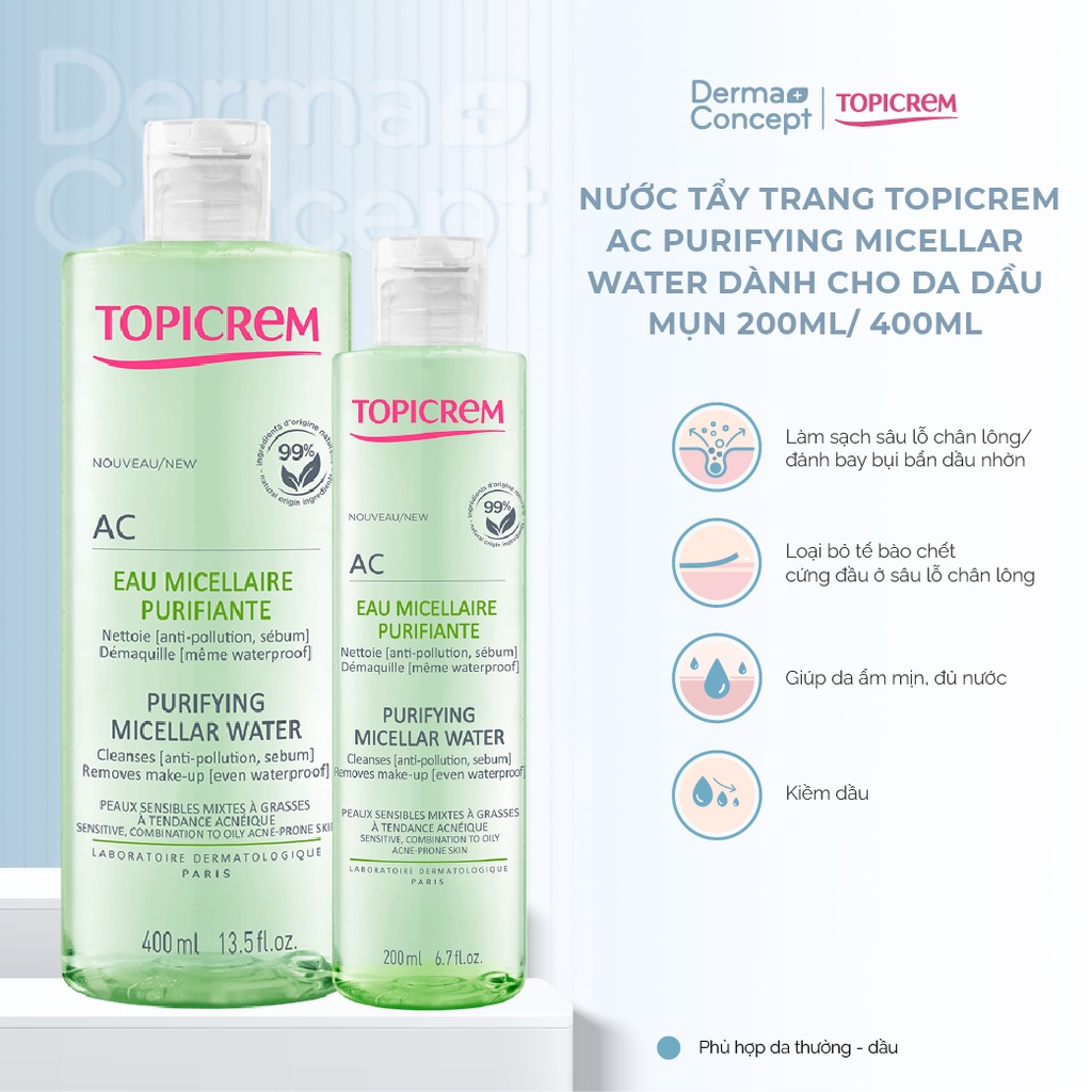 Nước tẩy trang Topicrem AC Purifying Micellar Water dành cho da dầu mụn ...