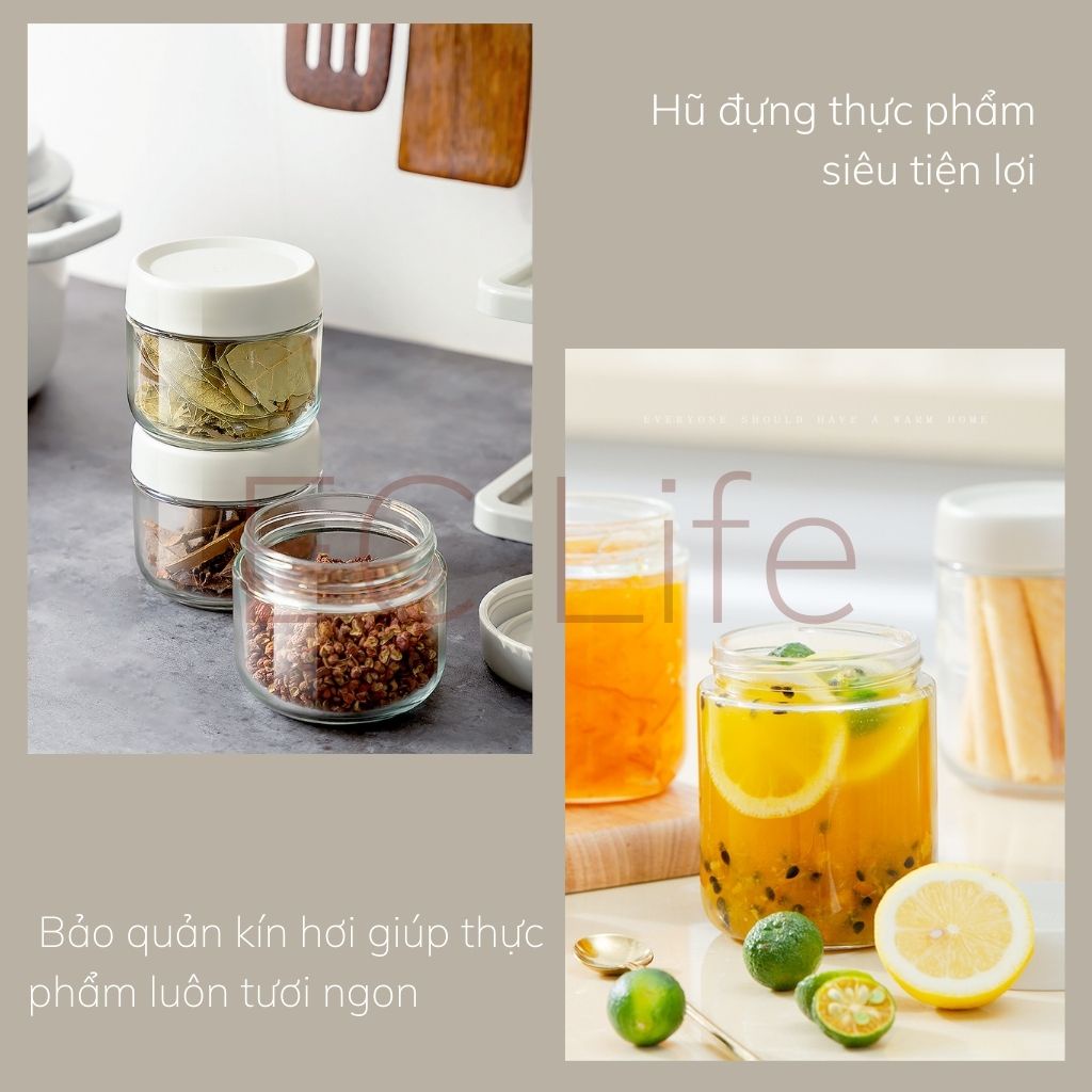 Bộ hũ đựng gia vị chai đựng dầu ăn kệ đựng gia vị bộ 11 món bằng thủy tinh kín hơi chắc chắn 0108