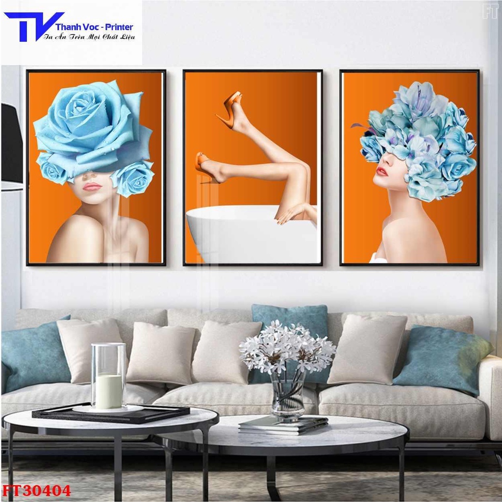 Tranh Treo Tường Cô Gái Hiện Đại Ngang, Tranh Tráng Gương ( Bộ 3 Tấm ) Làm Nổi Bật Lên Sự Cá Tính Của Bạn