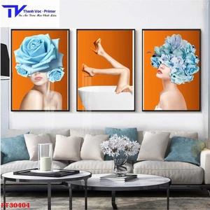 Tranh Treo Tường Cô Gái Hiện Đại Ngang, Tranh Tráng Gương ( Bộ 3 Tấm ) Làm Nổi Bật Lên Sự Cá Tính Của Bạn