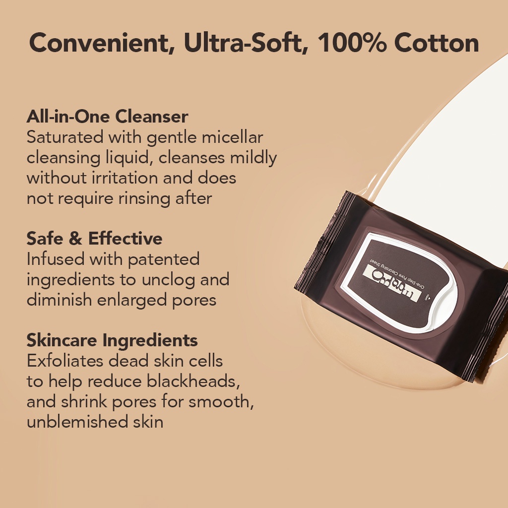 [OBgE Chính hãng] Khăn giấy tẩy trang One-Step Pore Cleansing Sheet 135g / 32 miếng | Tẩy trang trong 15 giây | Công thức tùy chỉnh cho da nam giới | Chăm sóc lỗ chân lông | Chống bã nhờn & PHA | Sức mạnh làm sạch được tăng cường nhờ hạt Micellar