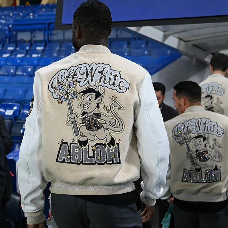 ??o Kho??c bomber varsity Off-Wh.ite Ac Milan | Shopee Vi?�?t Nam