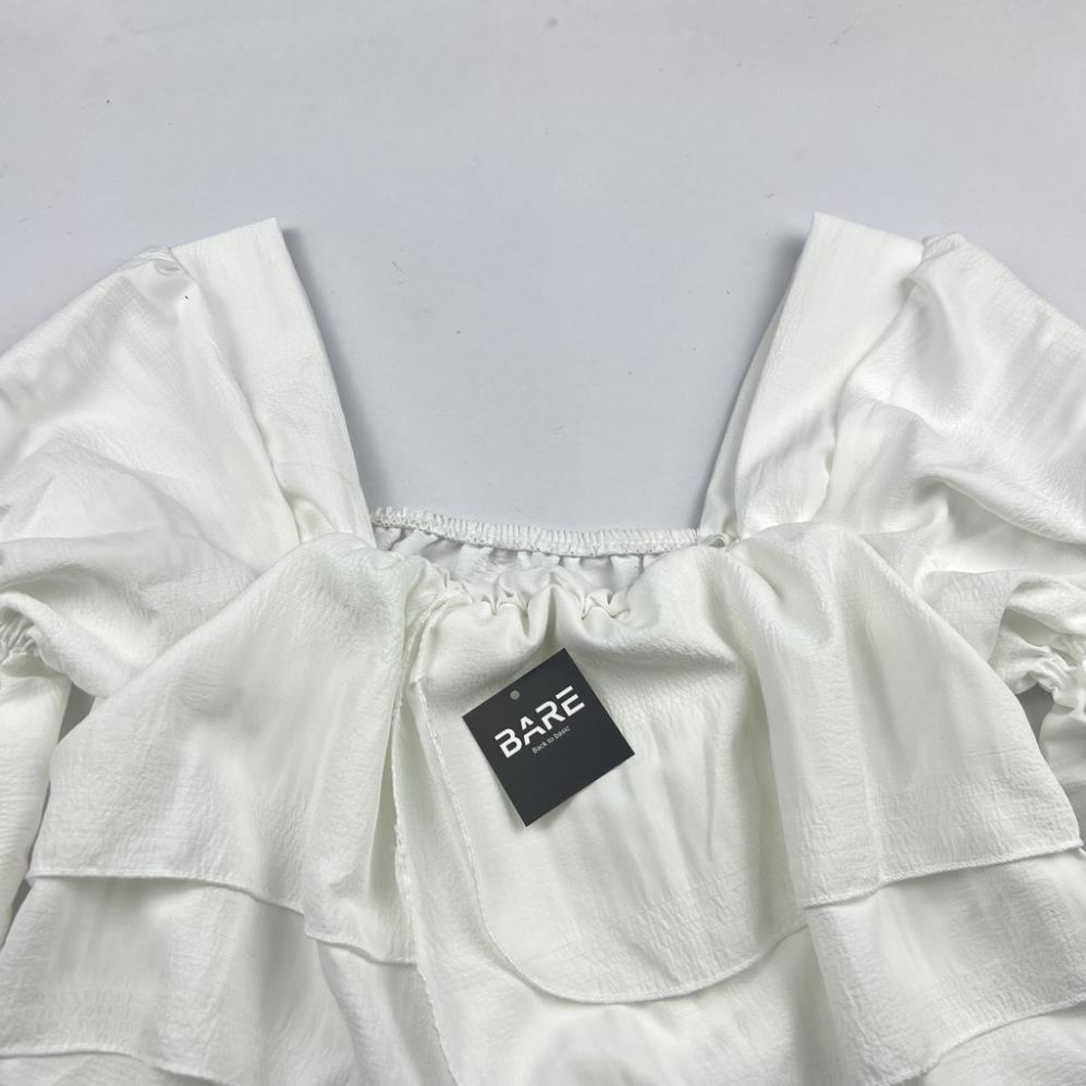 Áo kiểu nữ Hàn quốc tay dài phối bèo tay nhún chất xốp dễ thương cho nàng bánh bèo - AO086