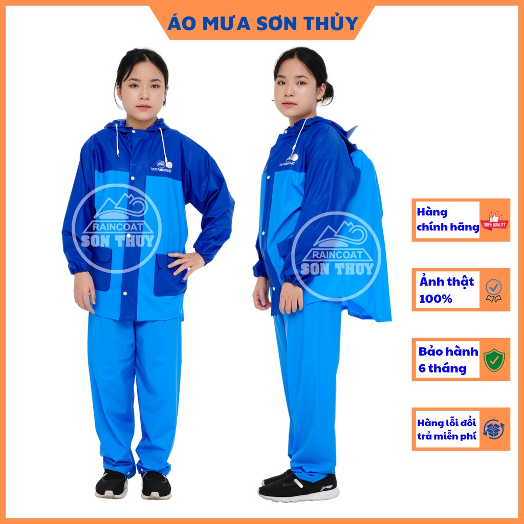 Bộ mưa trẻ em tuổi teen và người lớn cao 1m4-1m52, bộ áo mưa nhựa PVC cao cấp dày dặn, màu sắc tươi sáng BỘ TRẦN