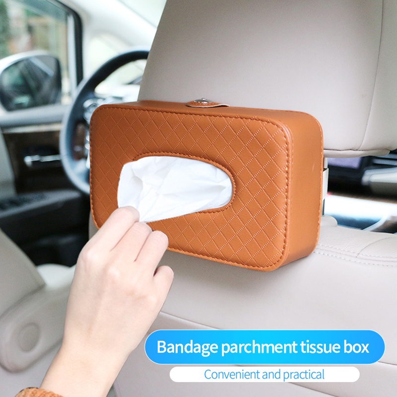 SEAMETAL Hộp Da Đựng Khăn Giấy Đa Năng Gắn Chỗ Tỳ Tay Xe Hơi