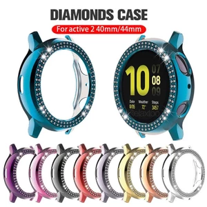 Vỏ bảo vệ mạ kim cương Bling cho Samsung Galaxy watch Active 2 case active2 40mm 44mm 40 44 mm phụ kiện đồng hồ thông minh