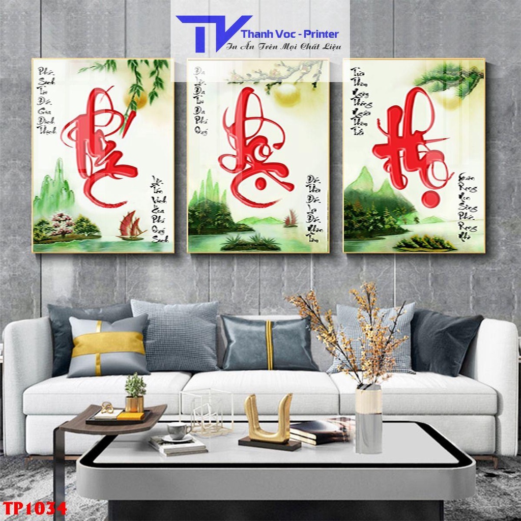 Bộ 3 Tranh Phú Lộc Thọ - Tranh Treo Tường Ngày Tết Mừng Thọ 2023 ( Bộ 3 Tấm )