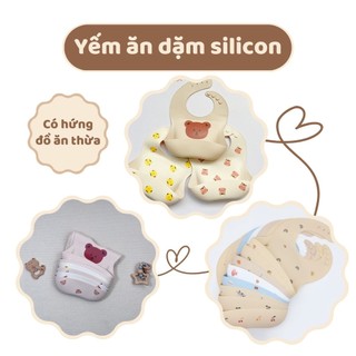 Yếm ăn dặm silicone chính hãng Mily silicone dày dặn, không bám bẩn.