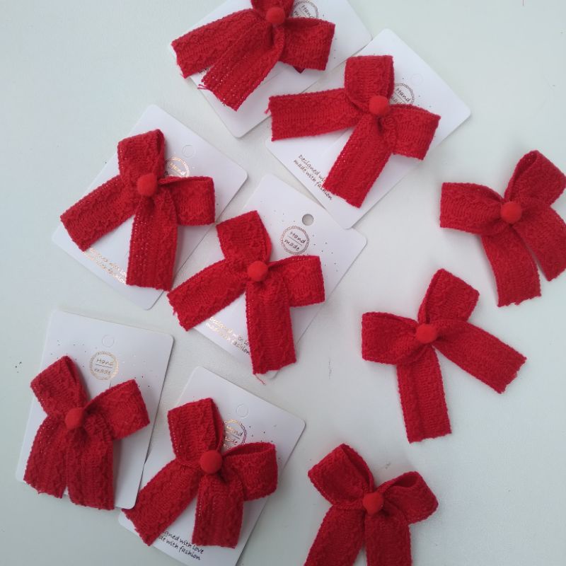 Kẹp Tóc Nơ Len ( Hàn ) Màu Đỏ Cho Bé | Shopee Việt Nam