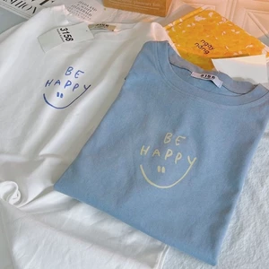 Áo thun 3158 mẫu BE HAPPY áo thun unisex nam nữ chất cotton khô