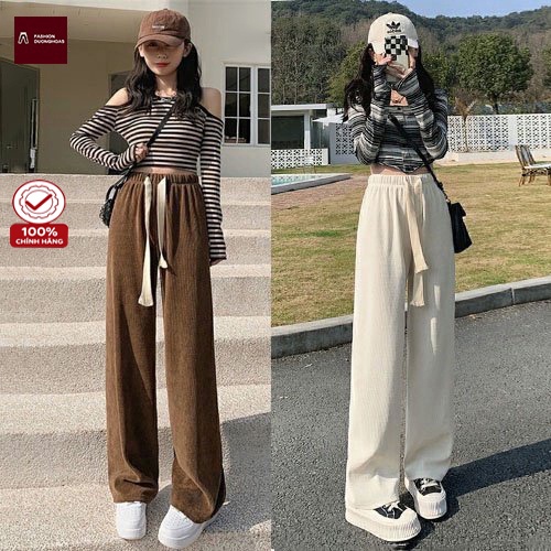 Quần ống rộng nhung loại vải cao cấp xuất hàn, quần suông mẫu mới vải dày dặn cầm cực nặng tay co giãn nhẹ m919