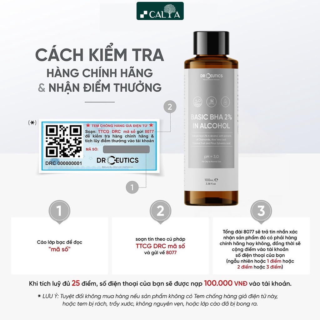 Ảnh Dung Dịch Tẩy Tế Bào Chết DrCeutics Basic BHA 2% In Alcohol Nền Cồn, Thu Nhỏ Lỗ Chân Lông 100ml 2