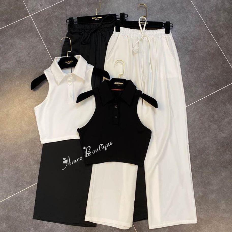 Áo croptop nữ - áo ba lỗ cổ bẻ - AO030