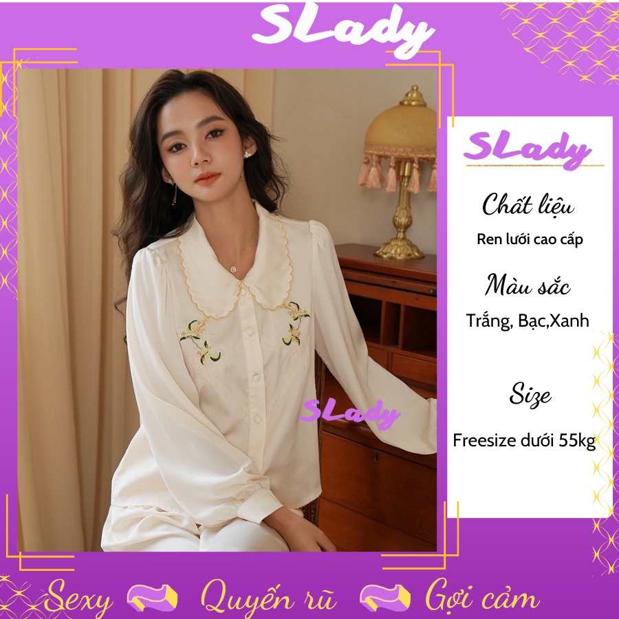Đồ ngủ lụa pijama SLADY quyến rũ gợi cảm , bộ ngủ cao cấp VNS156