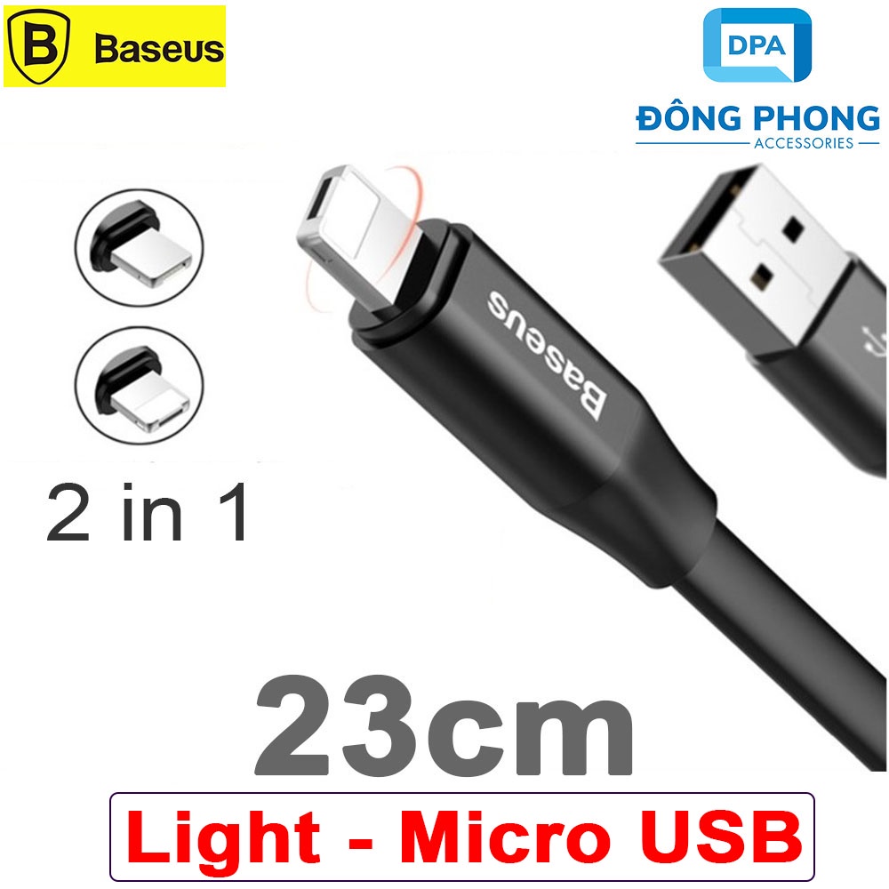 Cáp Sạc Ngắn Đa Năng Baseus 2 in 1 Micro USB & Light Chính Hãng
