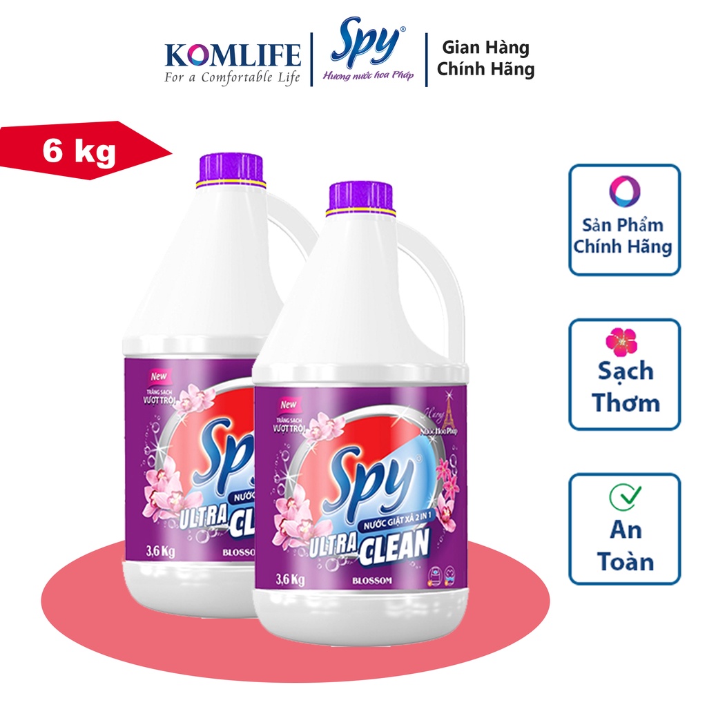 [Mã BMLTA35 giảm đến 35K đơn 99K] Nước giặt xả SPY Ultra Clean màu Tím hương nước hoa Pháp can 6 kg