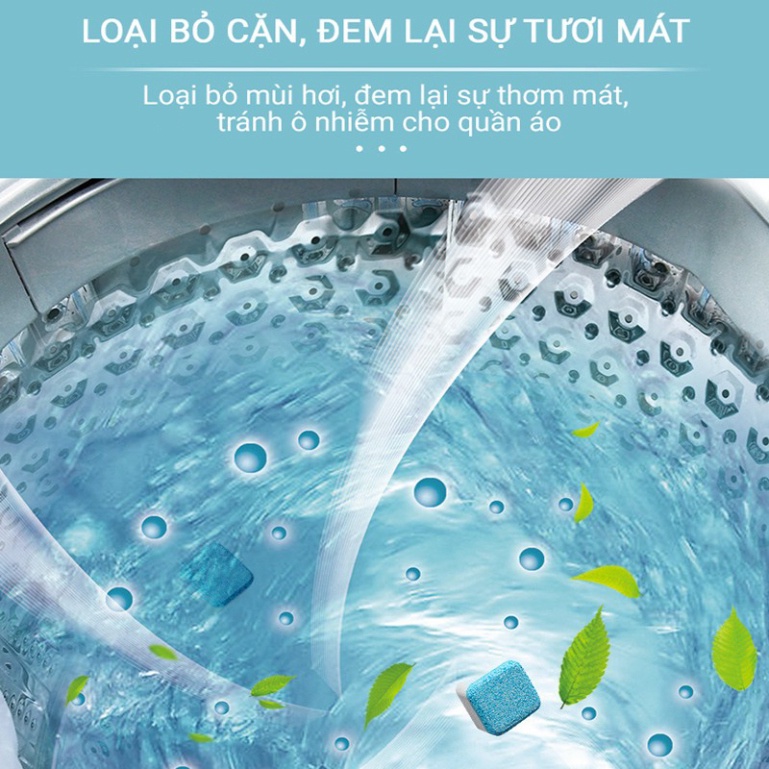 Hộp 12 Viên Tẩy lau chùi Lồng Máy Giặt - sát khuẩn - Tẩy Cặn Bẩn Máy Giặt