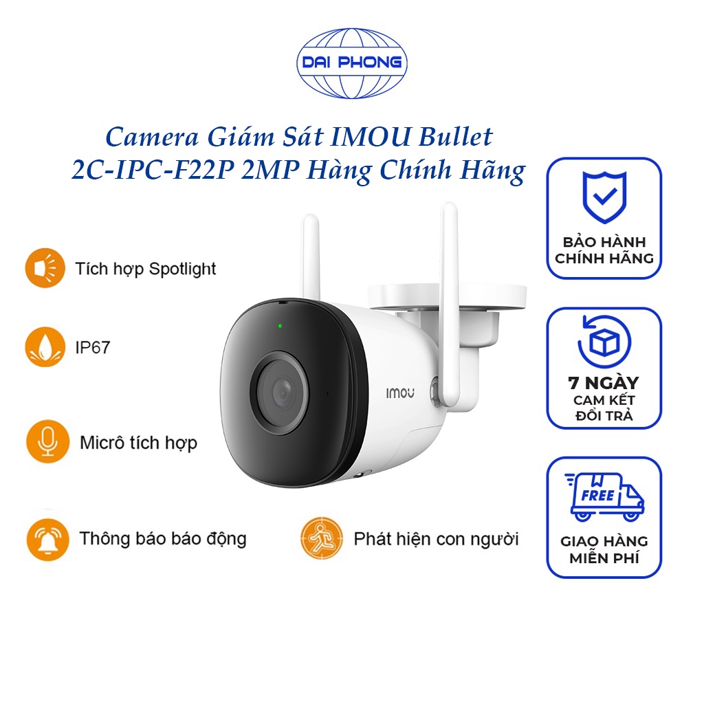 Camera IP Wifi IMOU Bullet 2CD IPCF22PD 2MP 1080p Full HD, Ngoài